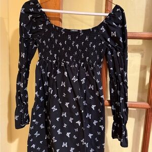 Black Dress with White Butterfly Print
